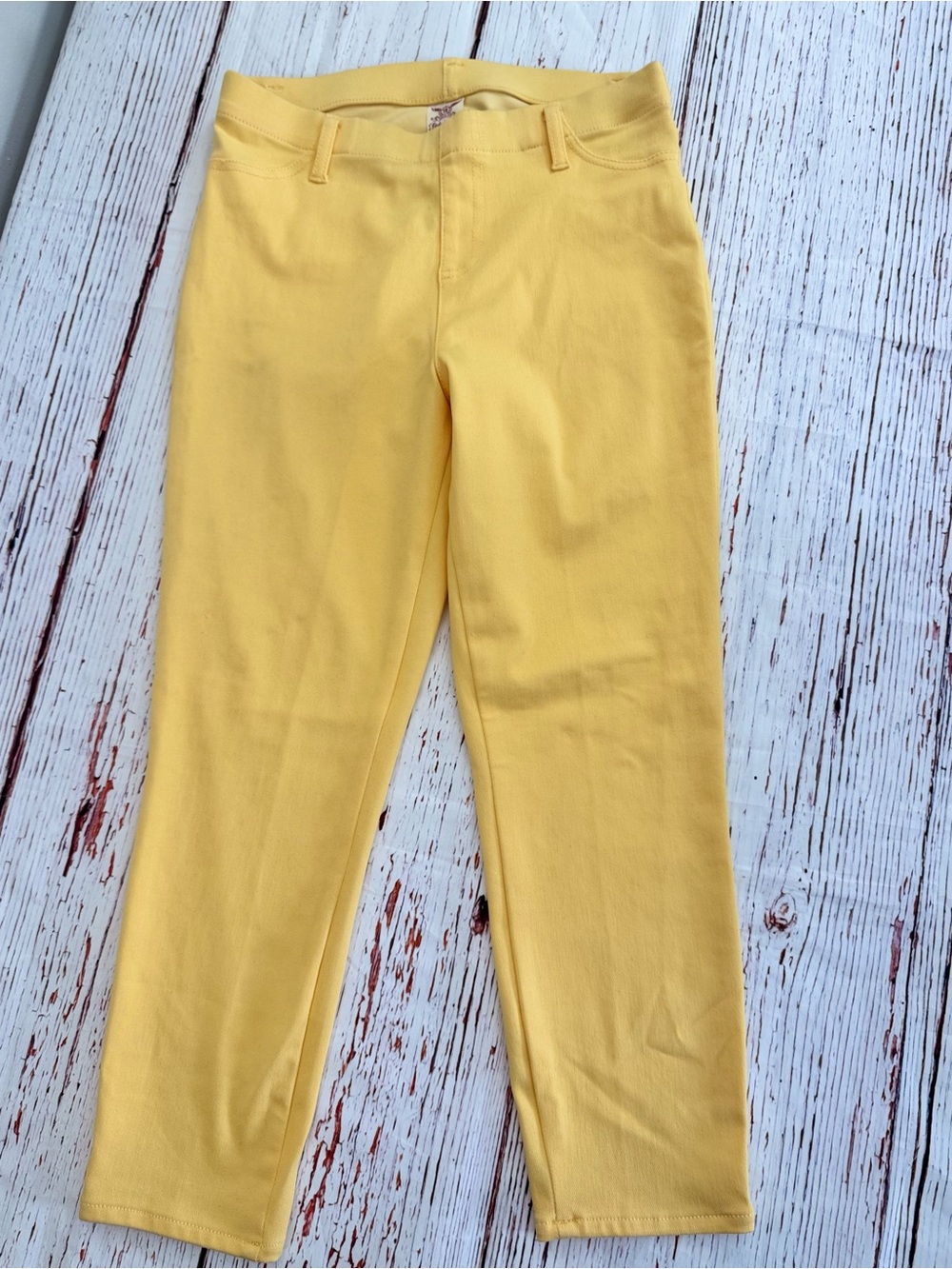 Faded Glory M 8-10 Yellow Stretch Capri Pants Cropped Jegging Pull On Spring
